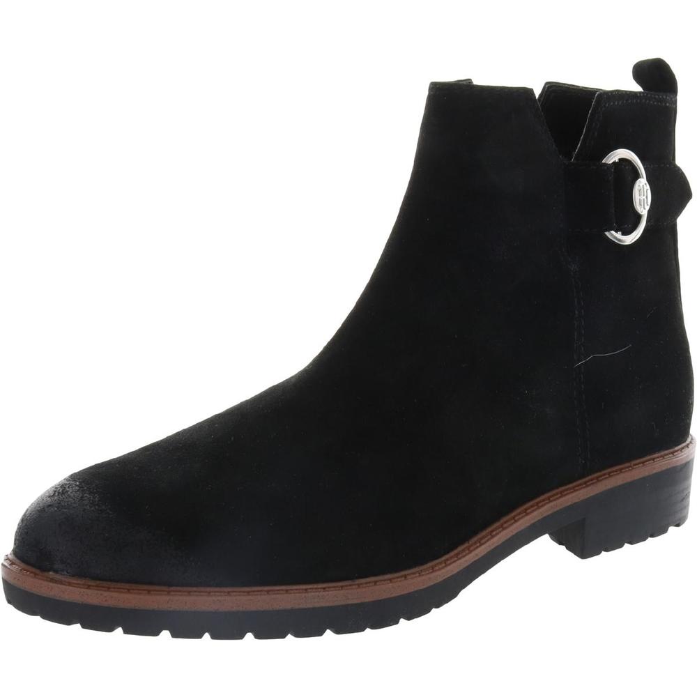 Tommy Hilfiger Womens Finlae Black Suede Lug Sole Ankle Boots Shoes NWOB